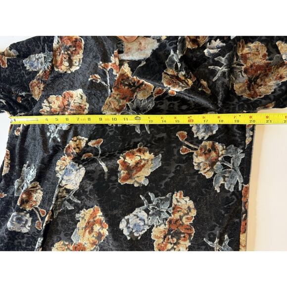 SJS Kimono Womens Sz 1X Black Burnout Velvet Fringe Boho Fairygrunge Whimsigoth - Picture 6 of 8